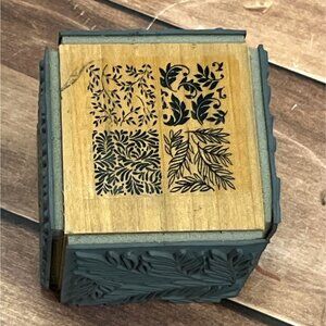 2002 STAMPENDOUS TC51 FOLIATE QUAD CUBE WOOD MOUNTED RUBBER STAMP LEAF PLANT